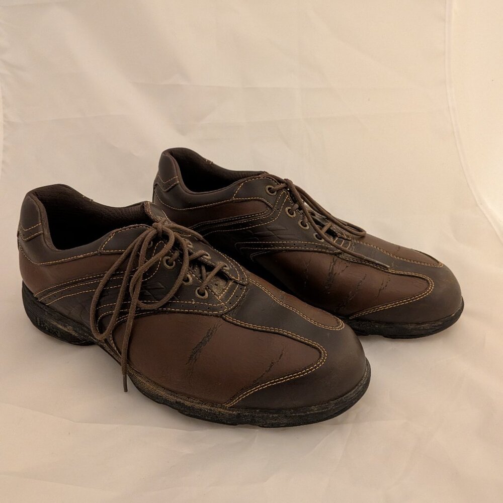 Etonic Leather Soft Sole Golf Shoes Mens Size 9 Cleats White Brown Leather
